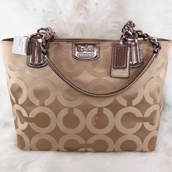 Coach Handbags - New Coach 20481 Khaki Bronze Madison Op Art Tote